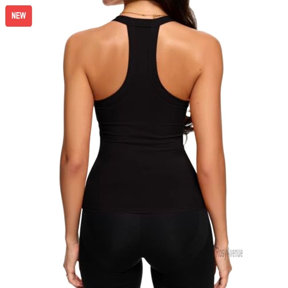 V Neck Racerback Tank Top, Ribbed Workout Top, XS-XL - Picture 3 of 6